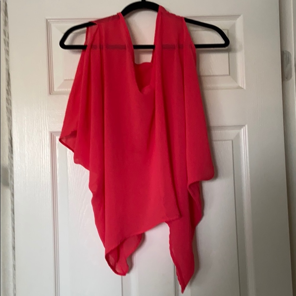 Peak a boo shoulder salmon top.